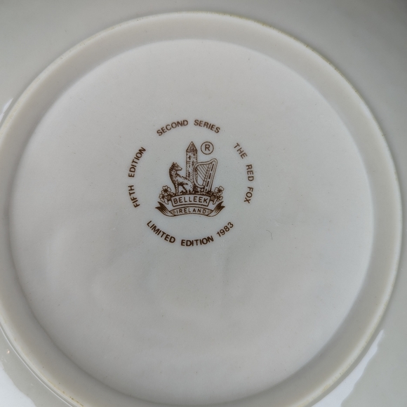 Belleek Irish 1983 Christmas Plate.  The Red Fox.  Limited Edition.  Vintage - Picture 8 of 9